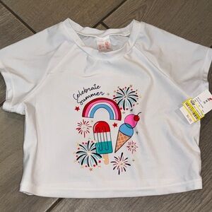 Cat & Jack White Rash-guard with Colorful Summer Graphics